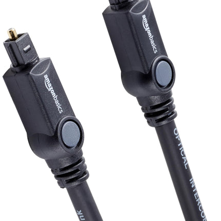Amazon Basics Toslink Digital Optical Audio Fiber Optic Cable, Multi-Channel, for Sound Bar, Audio System, Home Theatre, Gold-Plated Connectors, 3.3 Feet, Black