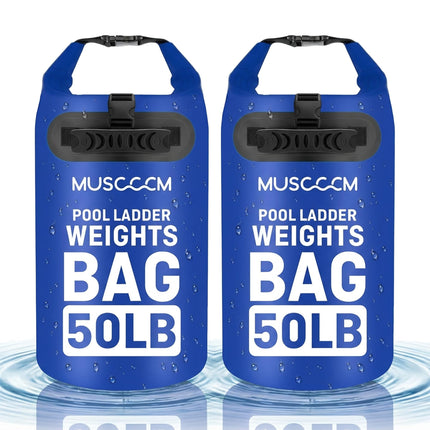 MUSCCCM 50LB Heavy Duty Pool Ladder Weights Bag, 500D PVC Universal Sand Bags Step Anchors Above Ground and Inground Pool Step Sand Bags with Handles, Pool Waterproof Foldable, Leak-Proof (2 Pack)
