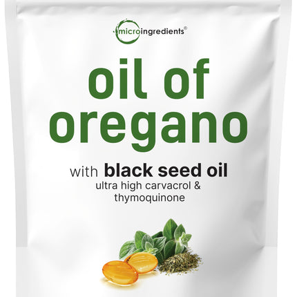 Micro Ingredients Oil of Oregano Softgels, 150 Count | 2 in 1 Formulated with Black Seed Oil | 4X Strength Carvacrol & Thymoquinone | Plant Based, Non-GMO