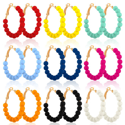 Bonuci 9 Pairs Beaded Hoop Earrings for Women,Classic