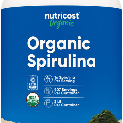 Nutricost Organic Spirulina Powder 2 LB - Pure, Certified Organic Spirulina
