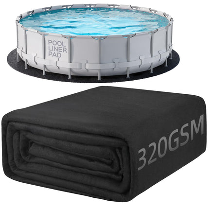 POOLHACKER 15 ft Pool Liner Pad, [2026 New Pool Pad 9.4 oz/yd² Heavy-Duty] Round Pool Liner Pad for Above Ground Swimming Pools, Prevents Punctures, Effortless to Install, Eco-Friendly Padding