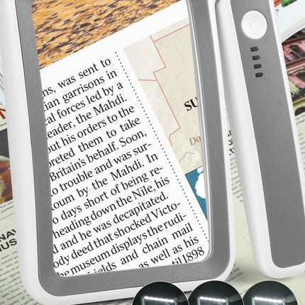 AKKYCVS Magnifying Glass with Light, Rechargeable 5X Large Page Magnifier for Reading, Folding Handheld Dimmable, LED Lighted Rectangle Magnifier for Reading Book Small Print for Seniors Low Vision