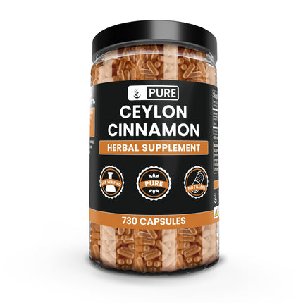 PURE ORIGINAL INGREDIENTS Ceylon Cinnamon (730 Capsules) No Magnesium or Rice Fillers, Always Pure, Lab Verified