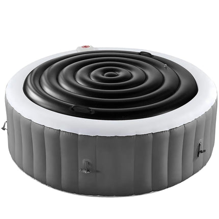 Tlswshsy 5.4 Ft Inflatable Hot Tub Cover- Energy Saving lid for Round Hot Tub- Foldable Protective Rain Overflow Cover for Outdoor Inflatable Hot Tubs (Black)