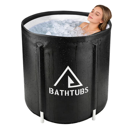 STARBRILLIANT Portable Foldable Bathtub, Collapsible Adult Bath Tub for Hot SPA and Ice Bath, Space-Saving Storage, Durable PVC Material (Black, 27inch)