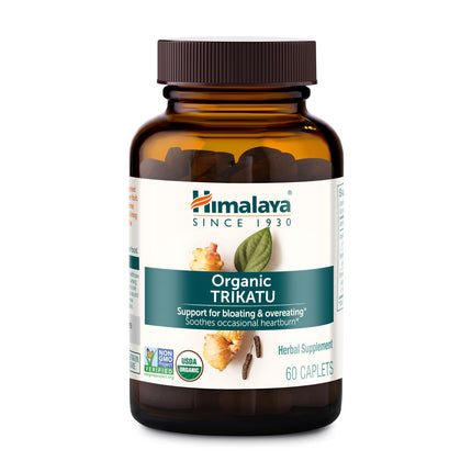 Himalaya Organic Trikatu, 60 Day Supply - Digestive Health Supplement for Occasional Bloating, Heartburn, and Indigestion Relief - USDA Organic, Vegan, Non-GMO, Gluten Free, 60 Caplets