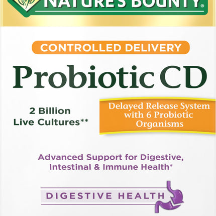 Nature's Bounty Probiotic, Controlled Delivery Dietary Supplement, Delivers Friendly Bacteria to Digestive, and Immune Systems, 30 Caplets