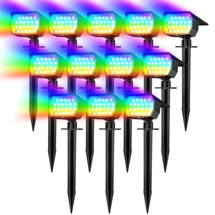 WENATY Solar Spot Lights Outdoor Spotlight Christmas 12 Pack Color Changing
