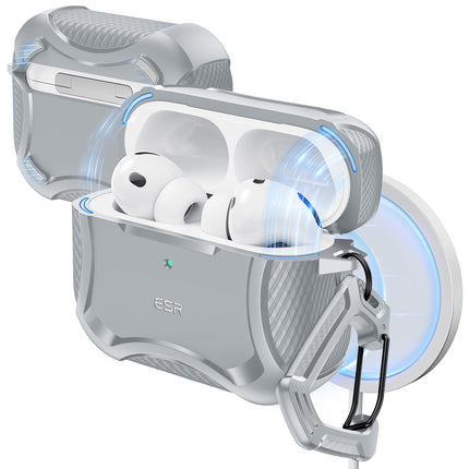 ESR for AirPods Pro 3 Case (2025), Compatible with Airpods Pro 3rd Generation (USB-C Cable), Magnetic Lid, MagSafe Ready, Powerful Drop Protection, Cyber Series, Gray