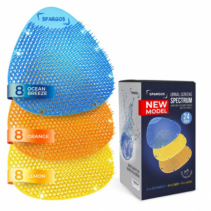 Spargos Urinal Screen Deodorizer, 24 Pack, Anti-Splash Cakes