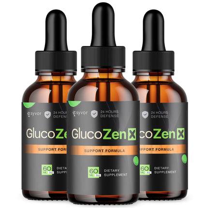 (3 Pack) GlucoZen X Drops, Official GlucoZenX Liquid Drops with All Natural Ingredients, Advanced Formula Glycogen Support Supplement with Max Strength Premium Vitamins for Women & Men (90 Servings)