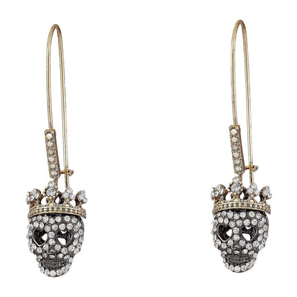 Betsey Johnson Pave Skull Dangle Earrings