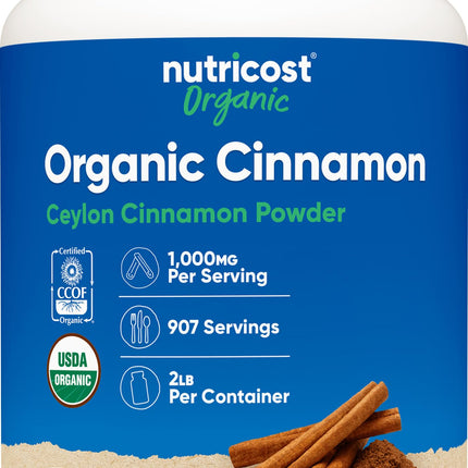 Nutricost Organic Ceylon Cinnamon Powder (2 pounds) - Vegan, Gluten-Free, GMO-Free
