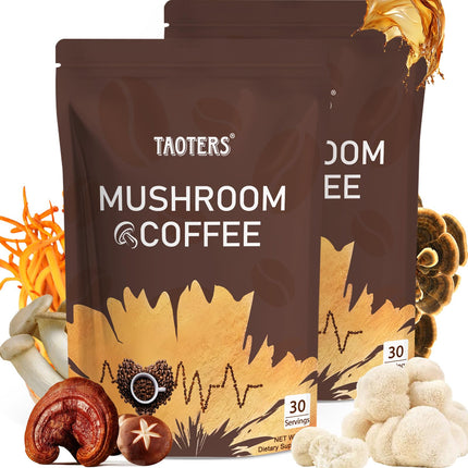 Mushroom Coffee | Enhanced Focus, Boosted Immunity, Improved Energy | 6 Adaptogenic Mushrooms: Cordyceps, Reishi, King Trumpet, Shiitake, Lion's Mane & Turkey Tail | 2 Pack