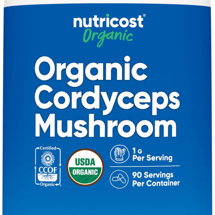 Nutricost Cordyceps Mushroom Capsules 1100mg, 90 Serv - CCOF Certified Made with Organic, Gluten Free, 550mg Per Capsule (180 Capsules)