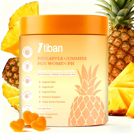 Itiban Pineapple Gummies for Women pH, Premium Feminine pH Balance Gummy, Vaginal Probiotics, Immune Support, Vegan, Gluten-Free, 60 Gummies 30 Servings
