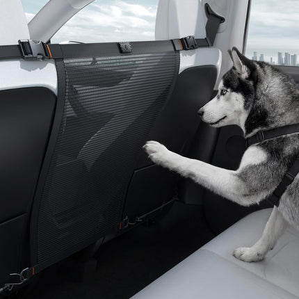 Spigen Micro Nylon Mesh Dog Barrier Secure Pet Divider Between Seats with Center Console Protector for Safe, Distraction-Free Driving, Universal Fit for Cars, SUVs