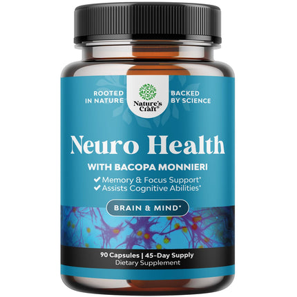 Nootropic Brain Supplement for Memory and Focus Support - Vitamins for Mental Support & Clarity with Bacopa Monnieri, VIT A, B6, Riboflavin, Niacin, Thiamin & Folate - Cognitive Complex - 90 Count