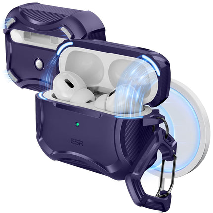ESR for AirPods Pro 2nd Generation Case Compatible with Airpods Pro Case 2nd/1st Gen (2023/2022/2019), Compatible with MagSafe, Powerful Drop Protection, Magnetic Lid, Purple