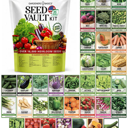 Gardeners Basics Survival Seed Vault Kit, Vegetable Seeds for Planting