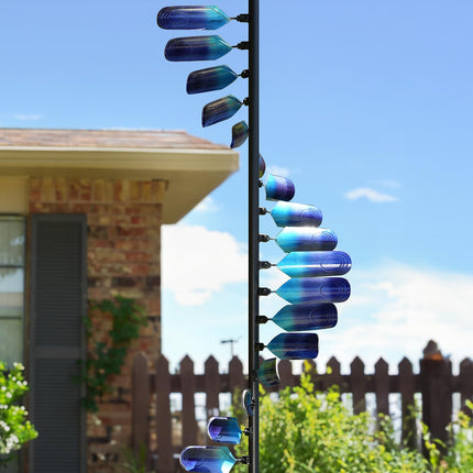Cyan Oasis Wind Spinners Outdoor, 93" Large Metal Wind Spinners for Yard and Garden, Kinetic Wind Sculptures & Spinners with Stake, Windmill for Yard Art Decor (Peacock Spiral)