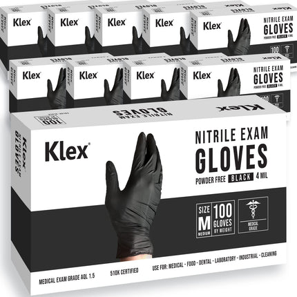 Klex Nitrile Exam Gloves - Medical Grade, Powder Free, Latex Rubber Free, Disposable, Food Safe (1000, Large)