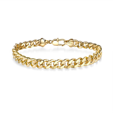 BRAYEG 6mm 14K Gold Bracelet for Men & Women Cuban Bracelet for Men Gold Diamond-Cut Hypoallergenic Chains Gold Cuban Link Curb Chain Bracelet Jewelry Gifts 7.5 in