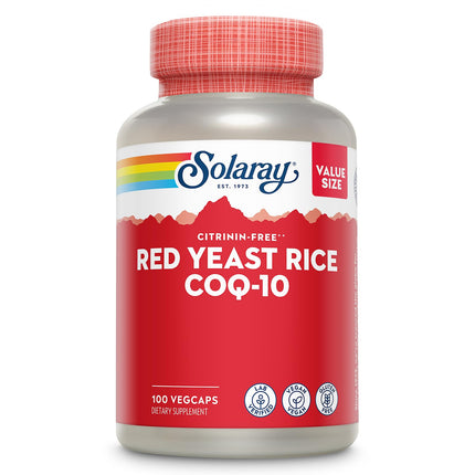 SOLARAY Red Yeast Rice with CoQ10 and Niacin (Vitamin B3) -, Non-Irradiated Red Yeast Rice Plus CoEnzyme Q10 - Citrinin Free - Lab Verified, 100 Servings, 100 VegCaps