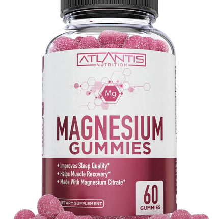 Atlantis Nutrition Magnesium Citrate Gummies – Magnesium Gummies – 90mg Magnesium (from 770mg Magnesium Citrate) | Supports Muscle Recovery, Eases Cramps, Promotes Calmness & Better Sleep | 60 Gummies