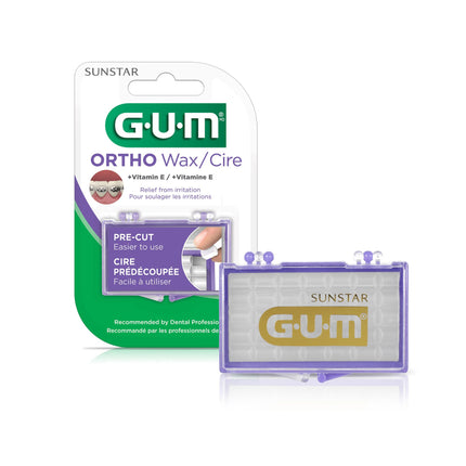 GUM Orthodontic Wax for Braces and Dental Devices - Soothing Dental Wax with Vitamin E - Clear Color - Unflavored (Pack of 1)