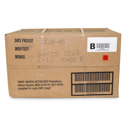 Wornick MRE Meals Ready to Eat, Inspection 2025, 2026 or Better, Emergency Food Supply, Survival Camping Outdoor 12 Pack (B Case, 1, Count) (INSPECTION DATE IS NOT EXPIRATION DATE)