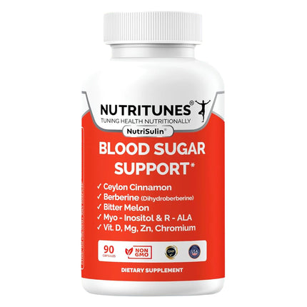 Ceylon Cinnamon & Berberine (Dihydroberberine) Supplement for Blood Sugar Support with Added Blood Sugar Complex Myo-Inositol Bitter Melon R-ALA VIT. D Chromium Magnesium & Zn– 90 NutriSulin Capsules