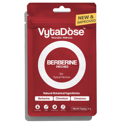 Vytadose Berberine Patches | Extra Strength Topical Patch Support | Berberine, Pomegranate, Green Tea | New & Improved Patch | 30 Count