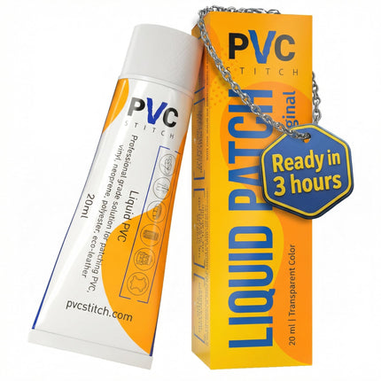 PVC Stitch Liquid Patch – Air Mattress Patch Kit Heavy Duty, Inflatable Patch Glue for PVC & PU, Inflatable Boats, Rafts, Kayaks, SUP, Hot Tubs, Waterbeds, Bounce Houses. Waterproof, 3-hr Cure, 20 ml