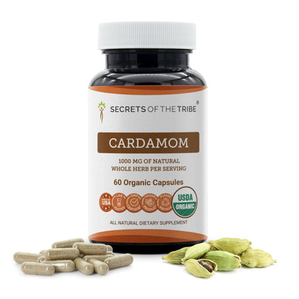 Secrets of the Tribe Cardamom USDA Organic Capsules | Certified Organic Vegetarian Capsules, Herbal Dietary Supplement | Elettaria cardamomum Dried Pod (60 Count)