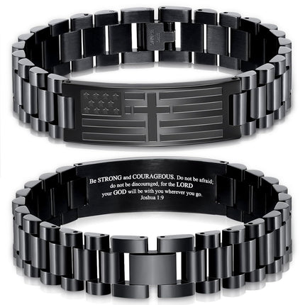 GLEZZA Joshua 1:9 American Flag Bracelets Christian Gifts for Men