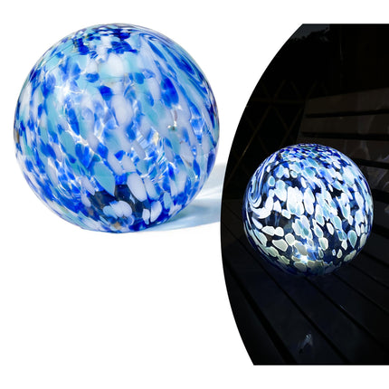 Lily's Home Gazing Ball - 10" Glass Globe with Solar Powered Lights - Outdoor Solar Lights for Yard & Patio - Garden Decor - Automatic On/Off Photosensitive Switch - Battery Included - Blue