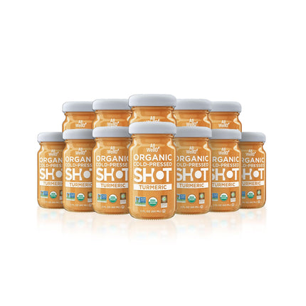 ALLWELLO Cold-Pressed Turmeric Shot, 60 mL, USDA Organic Immune Booster with Natu-RAL (12 PK, Turmeric)