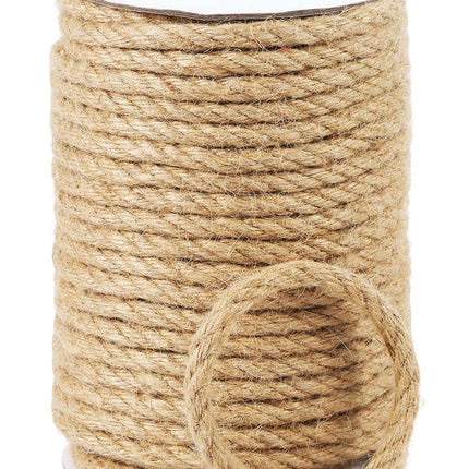 Radix Rope Natural Jute Twine, 8MM x 100FT Jute Rope Roll, Heavy Duty Thick Twine for Cat Scratching Post, Bundling, Gardening and DIY Crafts