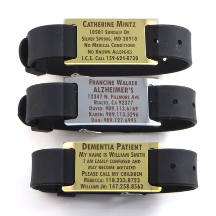 LazrArt Premium Alzheimers Dementia/Identification Bracelet - Free Dark Laser Engraving Custom Personalization