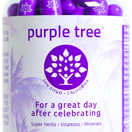 purple tree Post-Celebration Wellness Supplement for Liver Support & Hydration | Liposomal Dihydromyricetin (DHM), L-Glutathione, Milk Thistle, B Vitamins, Minerals, Willow Bark | 30 Capsules