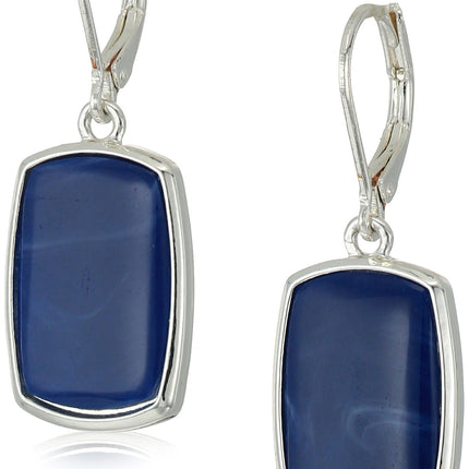 Nine West Silver Dangle Earrings for Women - Dangly Silver Earrings with Blue Denim Plastic Drops & Leverback Closure, 0.5in Chandelier Style - Prom Jewelry & Everyday Accessories