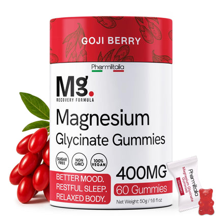 Magnesium Glycinate Gummies 400mg - Sleep Gummies for Kids & Adults - Magnesium Glycinate Chewable High Absorption for Muscle Recovery, Better Sleep & Relaxation (Gojiberry)