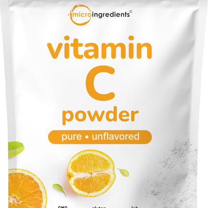 Micro Ingredients Pure Vitamin C Powder, 2.2lbs (1kg) | Unflavored Ascorbic Acid Supplements | Vitamins for Women & Men | Non-GMO, Gluten Free