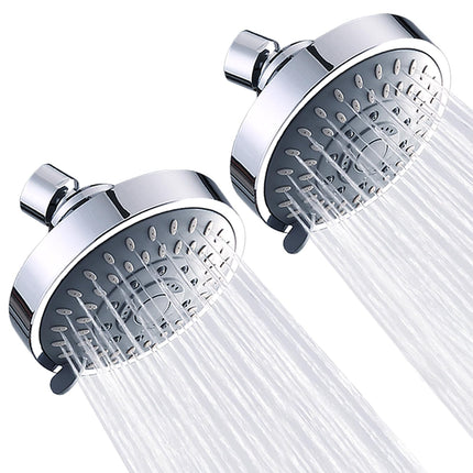 AISOSO Shower Head 2 PCS, 5 Modes High Pressure Shower Heads for Relaxed Shower Experience, 4.1 Inch Bathroom Fixed Showerhead Even at Low Water Pressure for Powerful Spray, Chrome