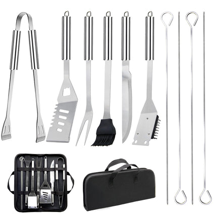11Pcs Stainless Steel BBQ Grilling Accessories Set, Dad Gifts for Men Christmas Grilling Gifts,Portable Practical Grill Tools Utensils Kit with Storage Bag for Outdoor Grill Camping Backyard