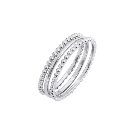 Amazon Essentials Rhodium Plated Sterling Silver Stacking Ring Set of 3 Size 8, Silver