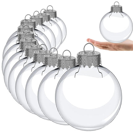 3.15 inch Clear Plastic Ornament Balls, Christmas Balls, DIY Fillable Ornaments, Clear Ornaments for Crafts Fillable - 12 PCS