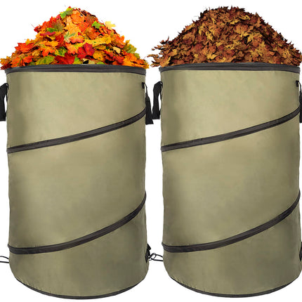 Collapsible Lawn and Leaf Bag Pop-Up Trash Can/Recycle Bin Leaf Waste Bag Outdoor Leaf Bin, 30 Gallon Collapsible Garden Bag for Lawn Yard Garden Camping with Handle(2 Pack)